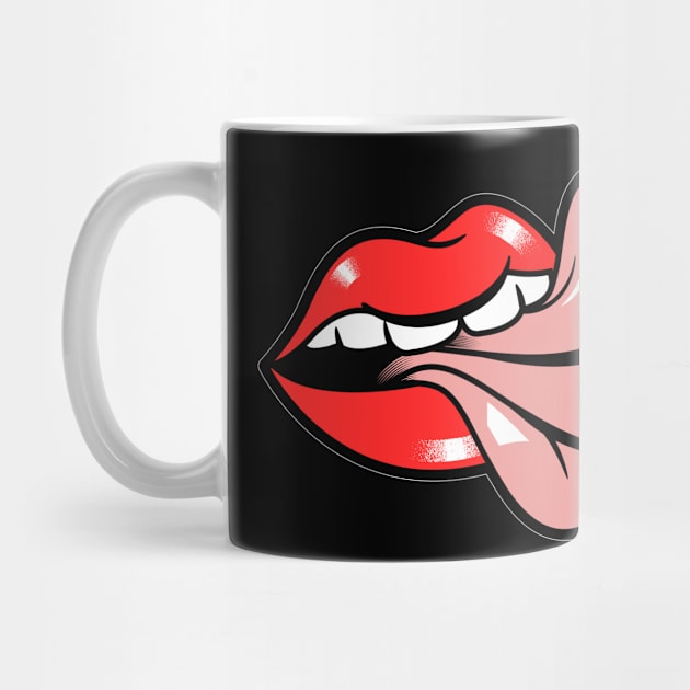 Funny red lips smile and tongue halloween mouth by BlueRoseHeart